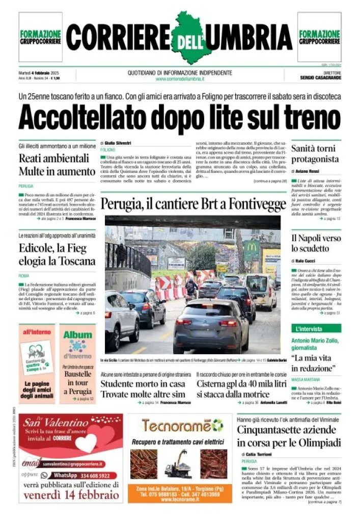 Prima-pagina-corriere umbria-del-2025-02-04